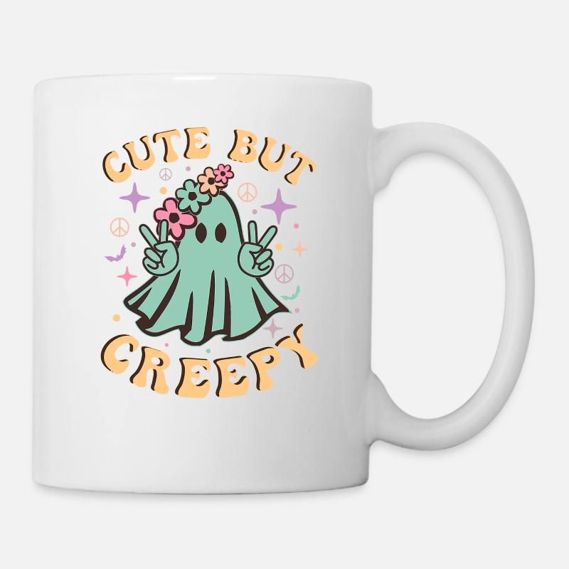 Retro Cute But Creepy Halloween Cute Ghost - Mug - white