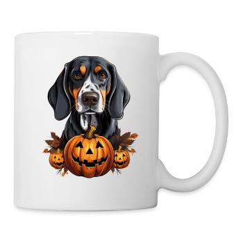 Bluetick Coonhound Dog Pumpkin Lazy Halloween - Mug - white - Right