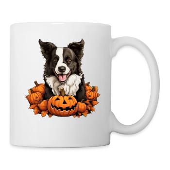 Border-Collie-Hundekürbis-faule Halloween-Party - Tasse - Weiß - Rechts
