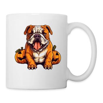 Bulldoggen-Hundekürbis-Lazy-Halloween-Partykostüm - Tasse - Weiß - Rechts
