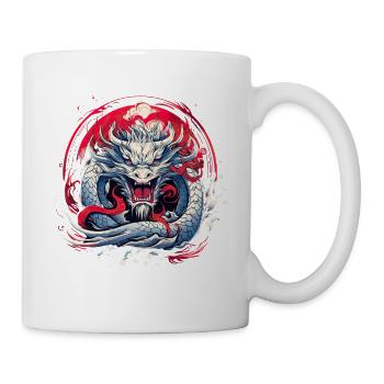 Asiatisch Drache Anime Japanisch Meer Wellen - Tasse - Weiß - Rechts