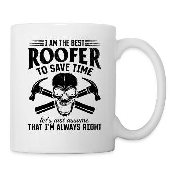 Je suis le meilleur couvreur pour gagner du temps - Funny Roofer S - Mug blanc - blanc - Droite