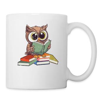 Funny Reading Owl Bookworm Book Lover - Mug - white - Right