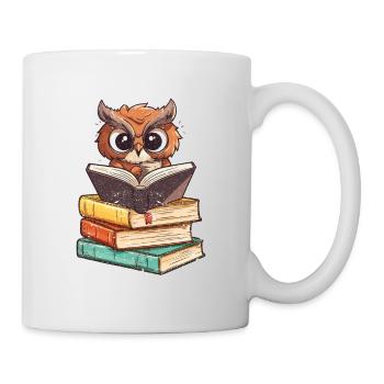 Funny Reading Owl Bookworm Book Lover - Mug - white - Right