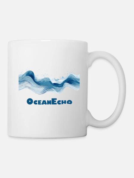 Line Style Wave Motif - OceanEcho - Mug - white
