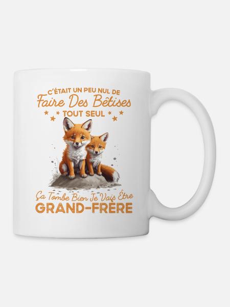 Futur Grand Frère Cadeau Annonce Grossesse Renard - Mug blanc - blanc