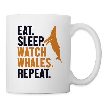 Eat Sleep Wale Repeat Cetacea Watcher - Tasse - Weiß - Rechts