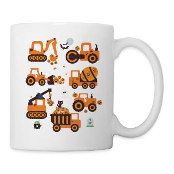 Construction Vehicle Halloween Crane Truck Pumpkin - Mug - white - Right