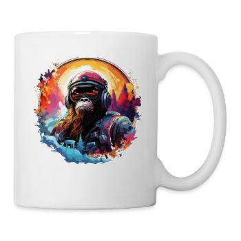 Space Ape Cooler und lustiger bunter Affe im Weltraum - Tasse - Weiß - Rechts