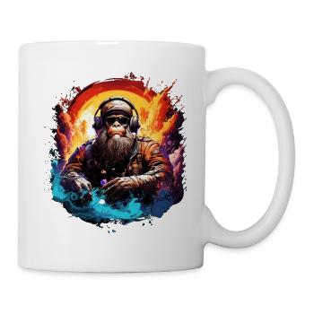 Cooler Affe in der Galaxie - Farbenfroher Affe Outer Space - Tasse - Weiß - Rechts