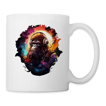 Bigfoot, Affe, Affe Design - Buntes Tier mit - Tasse - Weiß - Rechts
