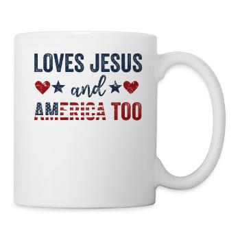 Loves Jesus and America Too God Christian - Mug - white - Right