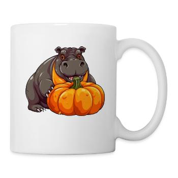 Hippopotamus Hippo Pumpkin Lazy Halloween - Mug - white - Right