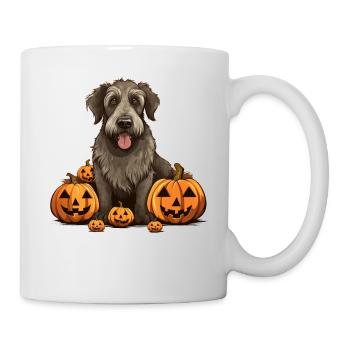 Irish Wolfhound Dog Pumpkin Lazy Halloween Party - Mug - white - Right