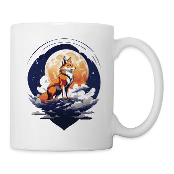 Mystischer Fuchs im Vollmond Japan Art Style - Tasse - Weiß - Rechts