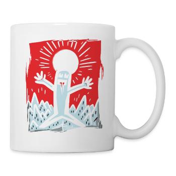 Japanische Rote Sonne glückliches Strichmännchen - Tasse - Weiß - Rechts