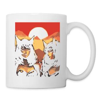 Japon, Soleil Rouge, Chats, Oreilles, Filles - Mug blanc - blanc - Droite