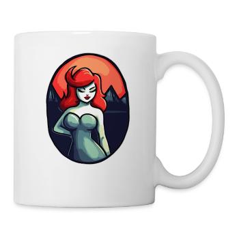 Le soleil rouge du Japon et la dame dans une pose pécheresse - Mug blanc - blanc - Droite