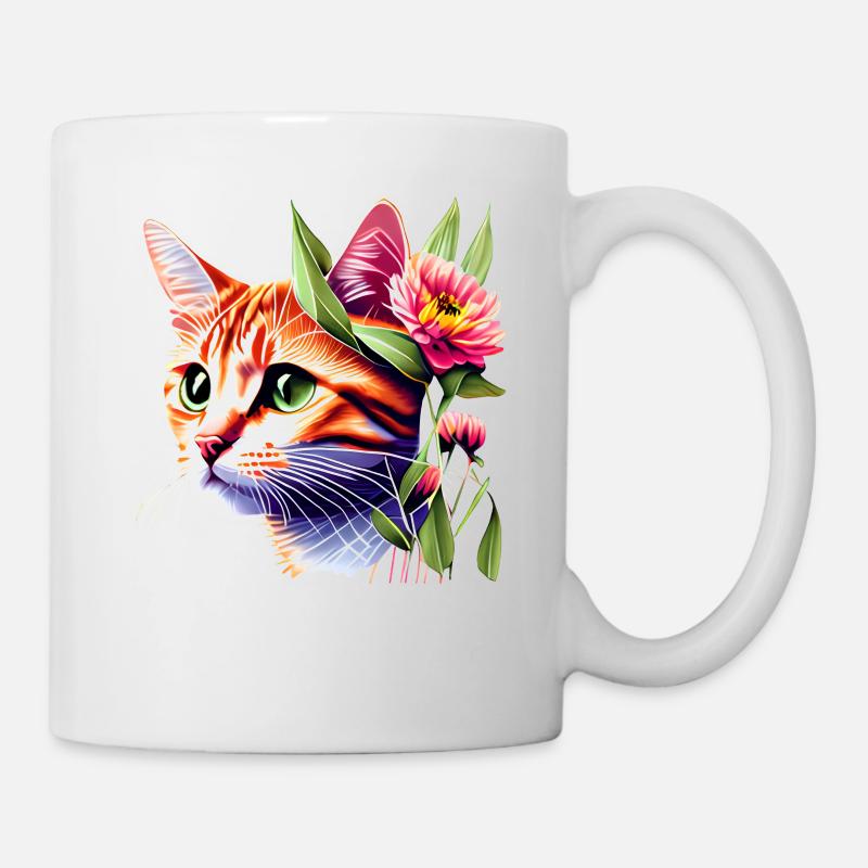 Bloom Cat, colorful - Mug - white