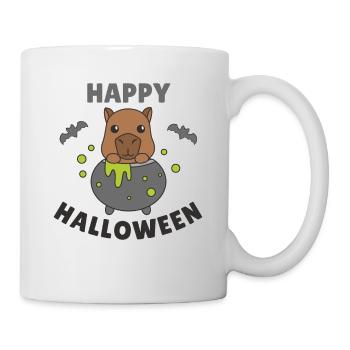 Capybara Happy Halloween Hexenkessel Fledermaus - Tasse - Weiß - Rechts