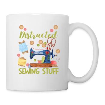 Easily distracted by sewing kit, seamstress, seamstress - Mug - white - Right