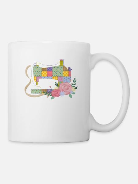 Fleur Machine à coudre Couturière Couturière Couturière - Mug blanc - blanc