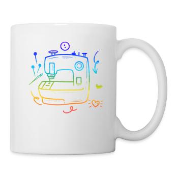 Couturière couturière de machine à coudre colorée couturière matelassée - Mug blanc - blanc - Droite