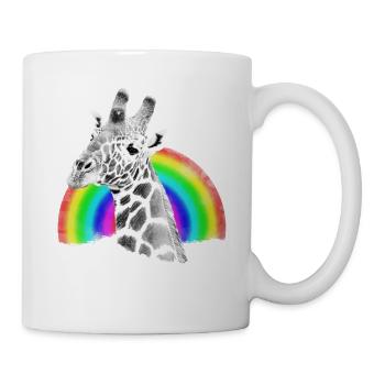 Giraffe Rainbow Drawing - Wild Animal in Africa - Mug - white - Right
