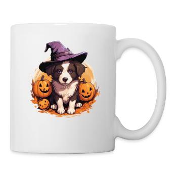 Halloween Chapeau de Sorcière Citrouille Chien Border Collie - Mug blanc - blanc - Droite