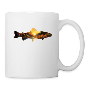 Rétro Sunset River & Mountain Scene Trout - Mug blanc - blanc - Droite