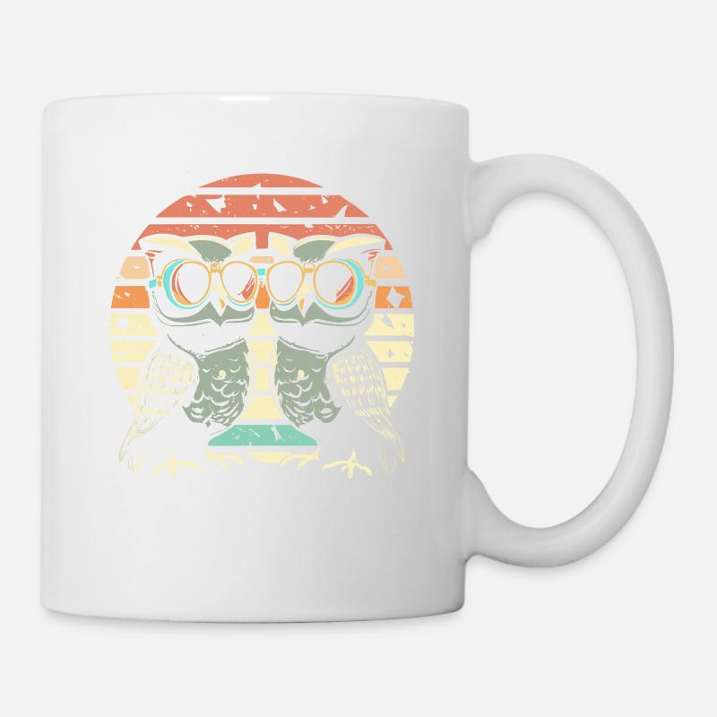 Eule Retro vintage - Tasse - Weiß