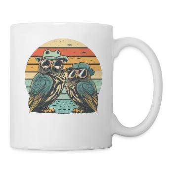 Eule Retro vintage - Tasse - Weiß - Rechts