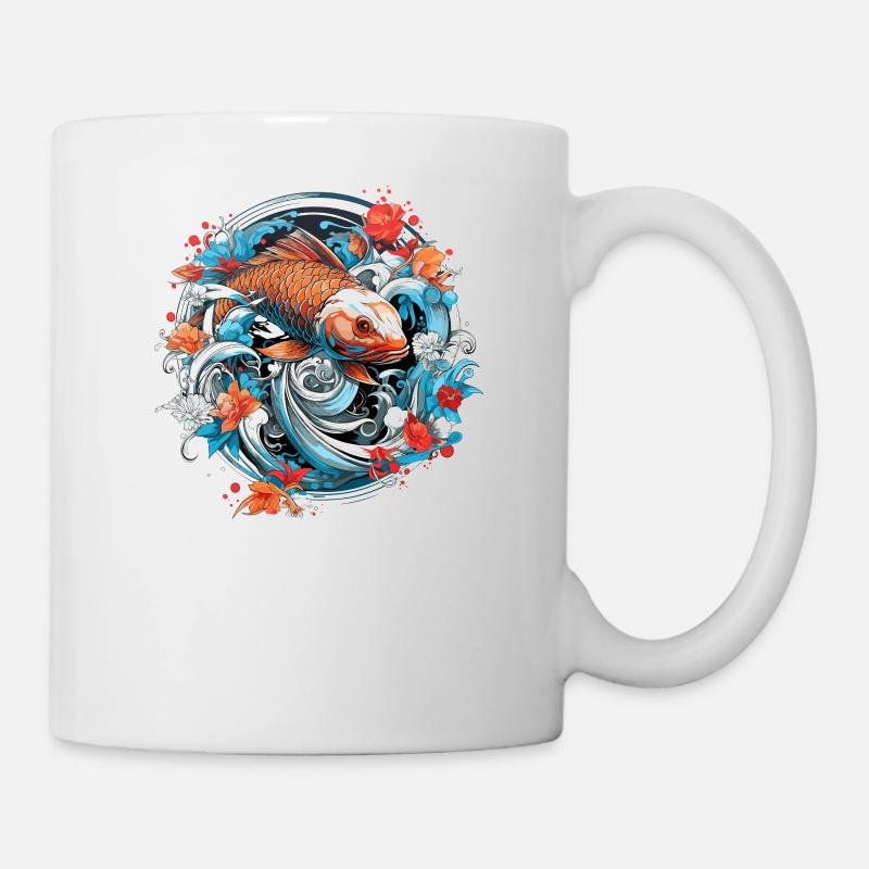 Koi Fische Kois-Karpfen Koi Garten-Teich Koi - Tasse - Weiß