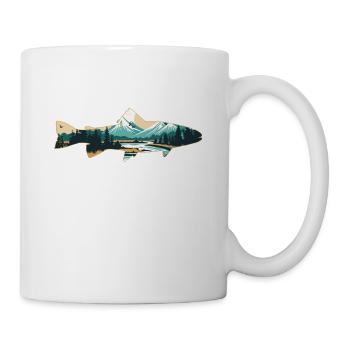 Pêche à la mouche dans un paradis de la truite: rétro - Mug blanc - blanc - Droite