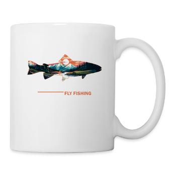 Pêche à la mouche dans le Montana: Retro Scenic Angler & - Mug blanc - blanc - Droite
