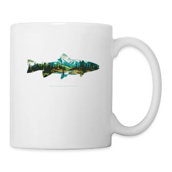 Pêche à la mouche de la truite au milieu de la splendeur - Mug blanc - blanc - Droite