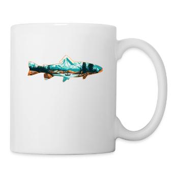 Fly Fishing Boat Fishing Trout: Retro Love - Mug - white - Right