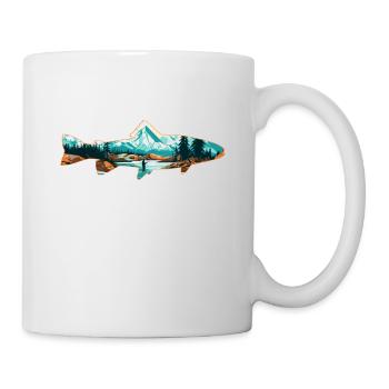 Retro Trout Angler Creations Trout Outline - Mug blanc - blanc - Droite