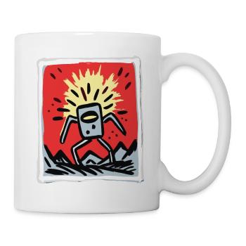 Japanese red sun and a cartoon robot - Mug - white - Right