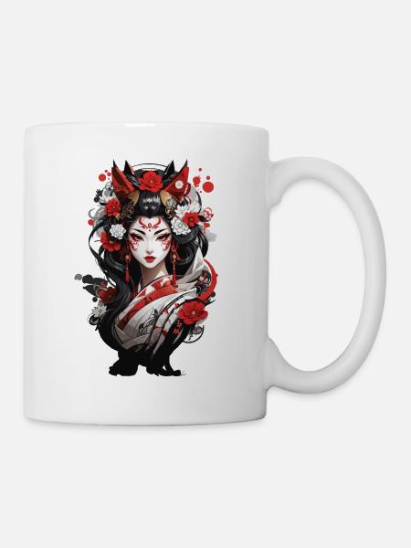 Geisha Japon Streetwear Anime Illustration - Mug blanc - blanc