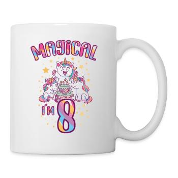Birthday Unicorn 8 Years Old Bday Party Gift Idea - Mug - white - Right