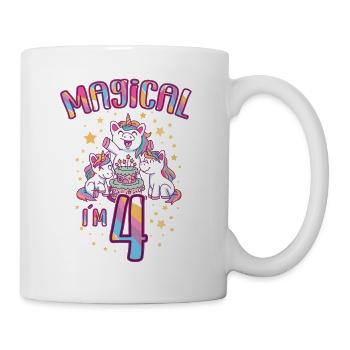 Birthday Unicorn 4 Years Old Bday Party Gift Idea - Mug - white - Right