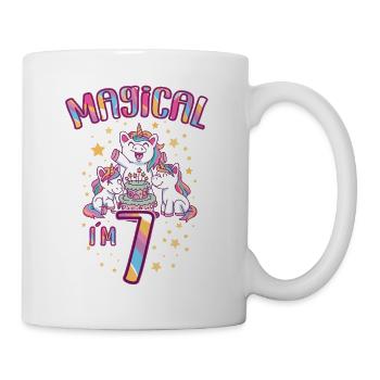 Birthday Unicorn 7 Years Old Bday Party Gift Idea - Mug - white - Right