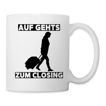 Auf gehts zum Malle Closing! Party, Mallorca, JGA! - Tasse - Weiß - Rechts