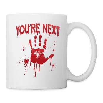 Blutiger Handabdruck Du bist der Nächste - Tasse - Weiß - Rechts