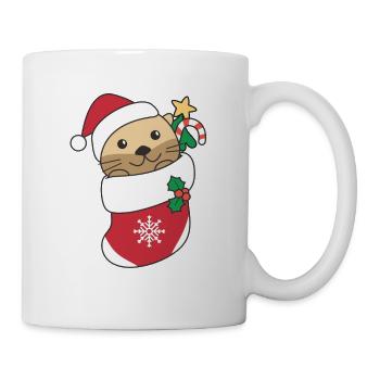 Loutre Noël Neige Hiver Animaux Loutre Loutre - Mug blanc - blanc - Droite