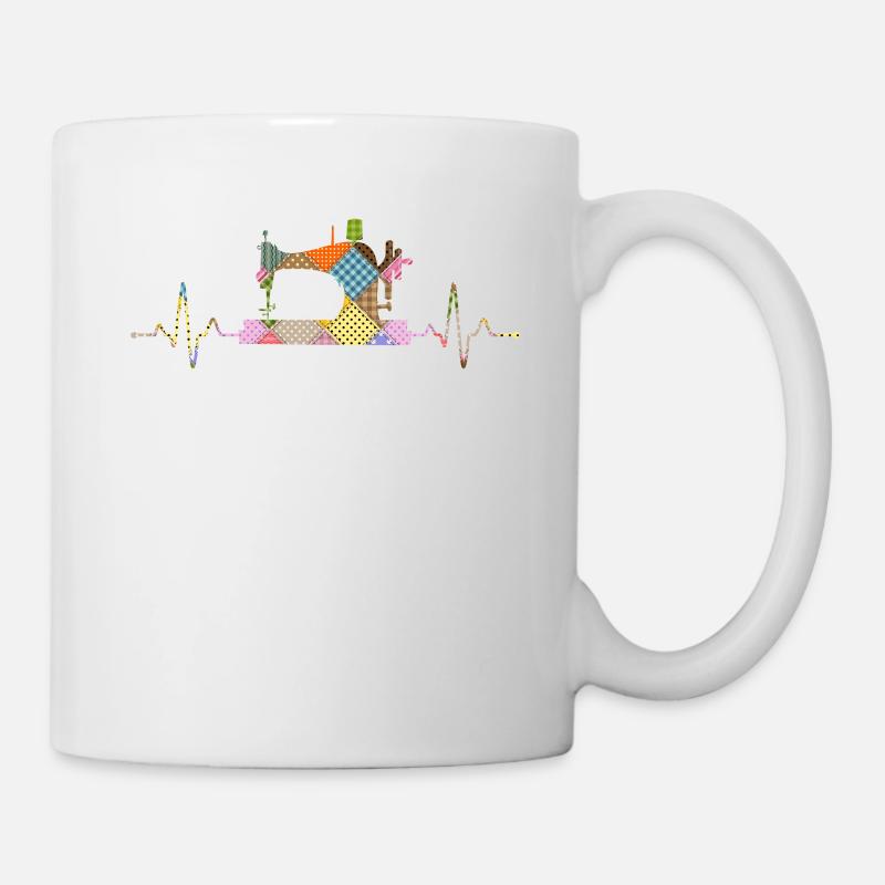 Quilter heartbeat couture matelassage couture couture couture plus proche - Mug blanc - blanc