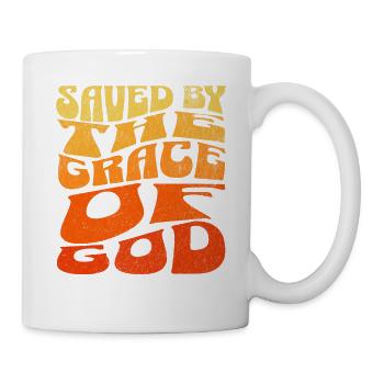 Saved by the grace of God Ladies Gentlemen - Mug - white - Right