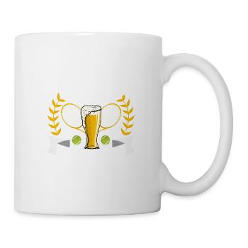 Tennis und Bier darum bin ich hier Spieler Club Ve - Tasse - Weiß - Rechts