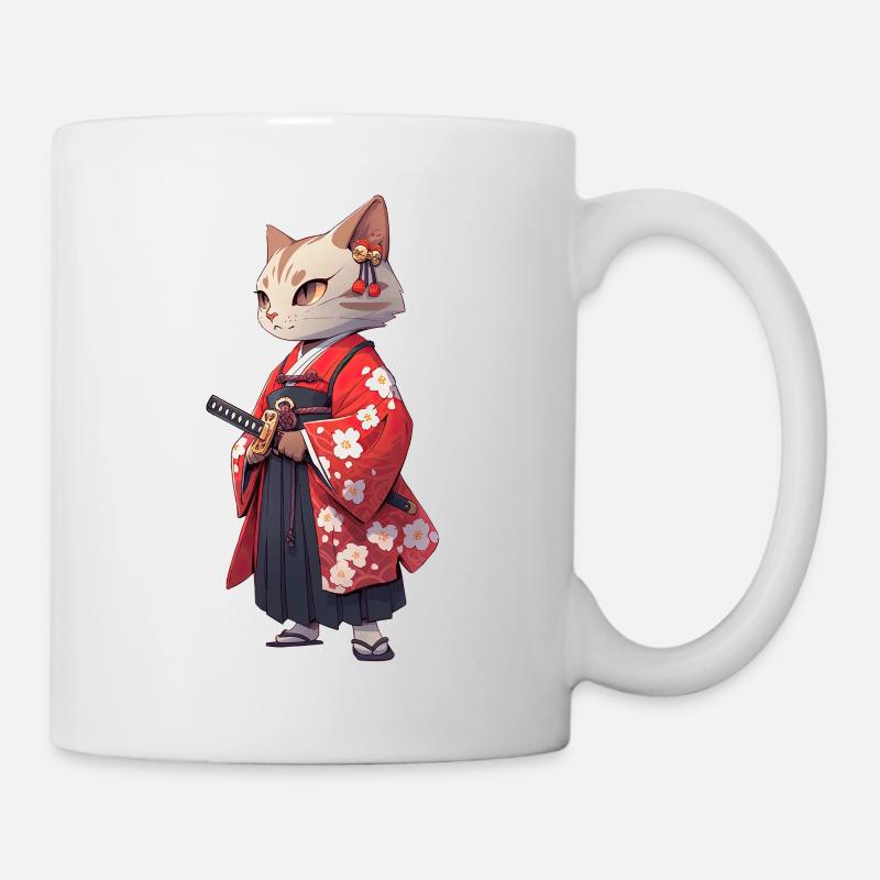 Chat d’Asie Samouraï japonais Samouraï - Mug blanc - blanc